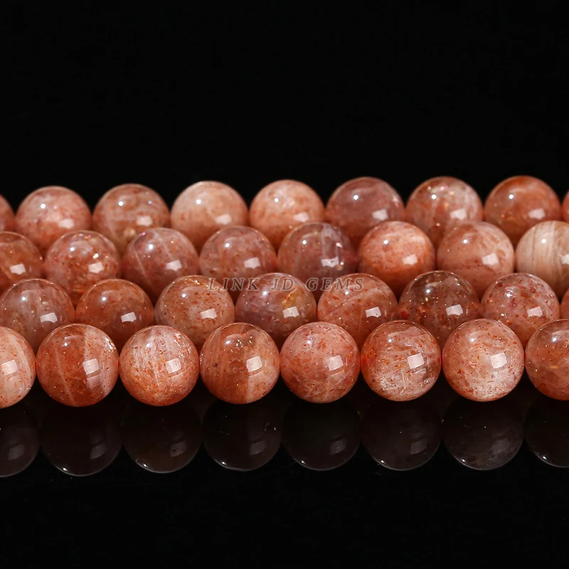 5A Natural Stone Gold Color Sunstone Round Loose Beads Orange Gemstone Beads 6 810mm Pick Size For Jewelry Making Diy Bracelet