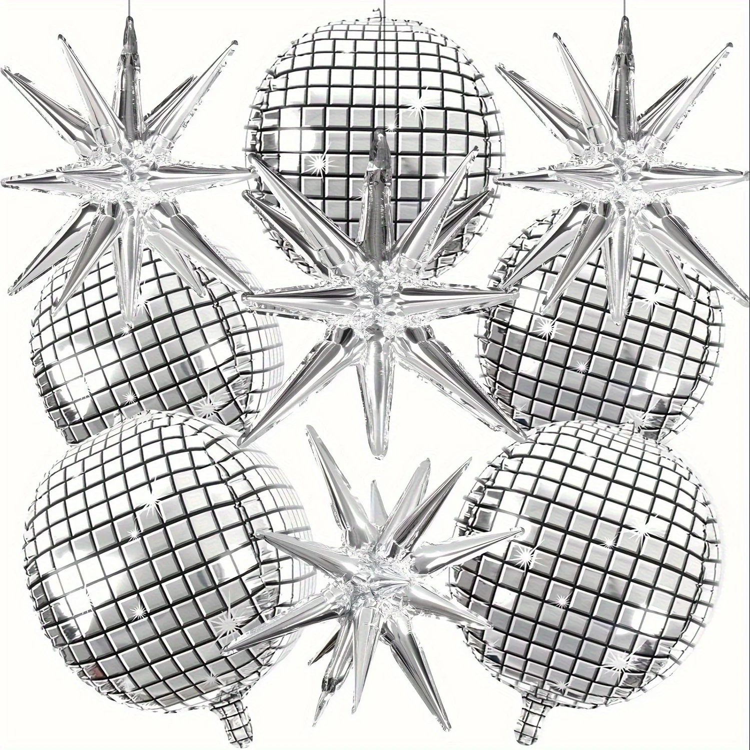 9 pezzi di grandi palloncini in foglio di alluminio da discoteca argentato metallizzato 4D che esplodono decorazioni per feste a tema discoteca stella forniture per feste di compleanno