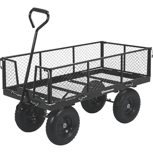 Steel Jumbo Garden Wagon with Removable Sides, 1400-Lb. Capacity | 50in.L x 24.1in.W x 26.75in.H, 13in. pneumatic