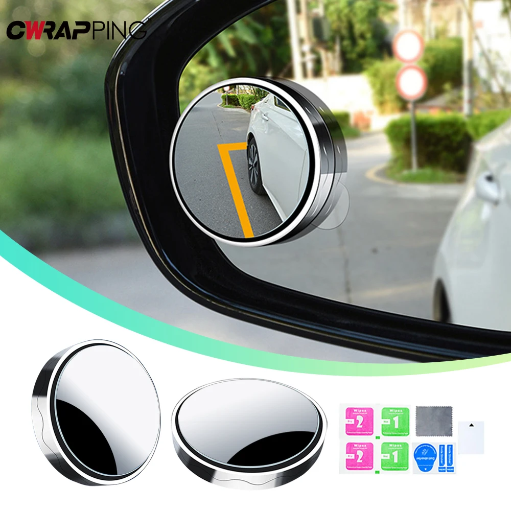 

2pcs Car Rear View Convex Mirror Reverse Assist 360 °Adjustable Rearview Mirror Large Vision Blind Spot Mirror Cars Accessories