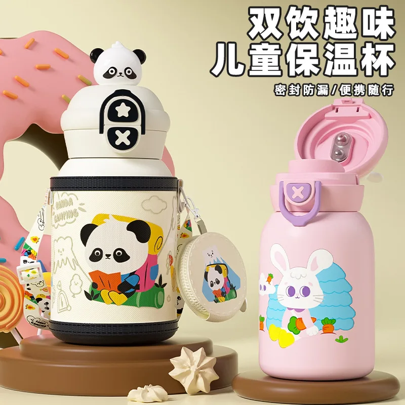 

Insulated Stainless Steel Water Cup for Adults And Children One-Lid Double-Drinking Car And Office Use Perfect Christmas Gift