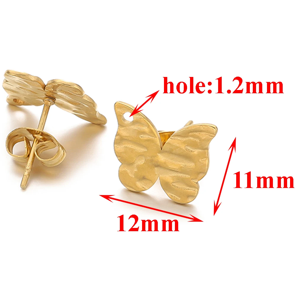 Boucles d'Oreilles en Acier Inoxydable, en Forme de Fleur, Étoile, Gaufrage, avec Dos d'Oreille, pour Bricolage, Composants de Bijouterie, Vente en Gros en Vrac, 10 Pièces