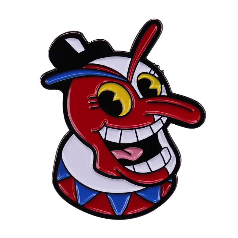 

Cuppphead Beppppi The Clown Enamel Pin Badge Classic Video Game Battle Fight Boss Brooch Collectible Gift