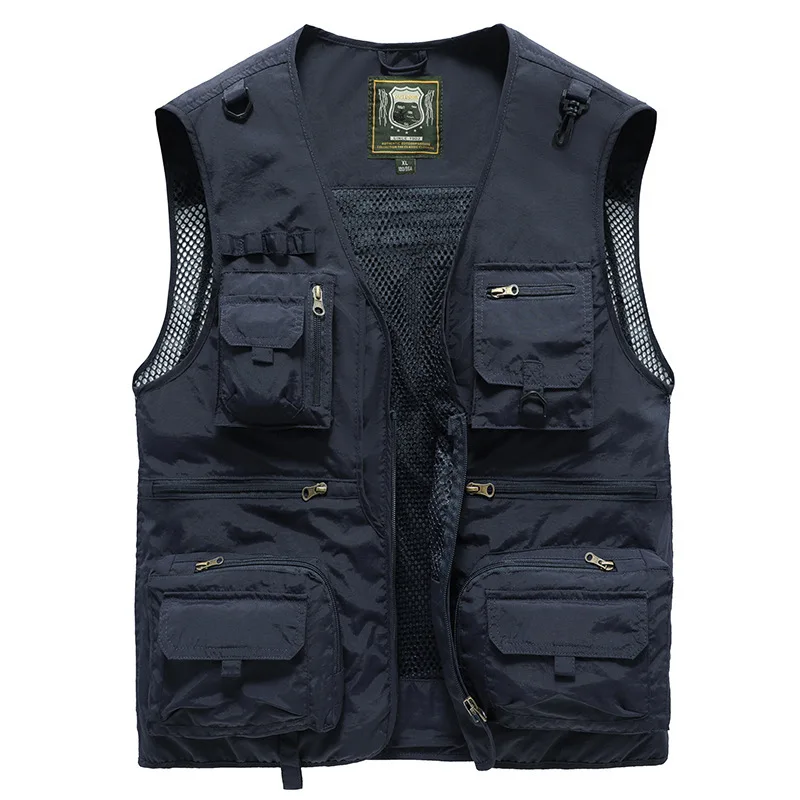 New Summer Outdoor Work Men Multi-Pocket Vest Thin Fishing Photography Men\'s Vest Coat