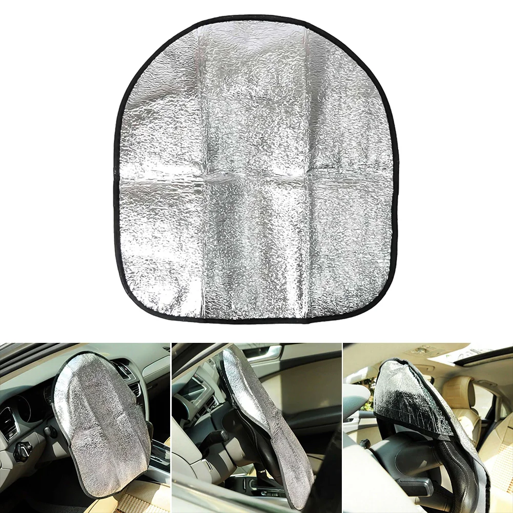 

Anti-Heat Sun Shade Cover Car Steering Wheel Silver 44x50cm Double Thick Stock Car Interior Sunshades Accessories Dropshipping