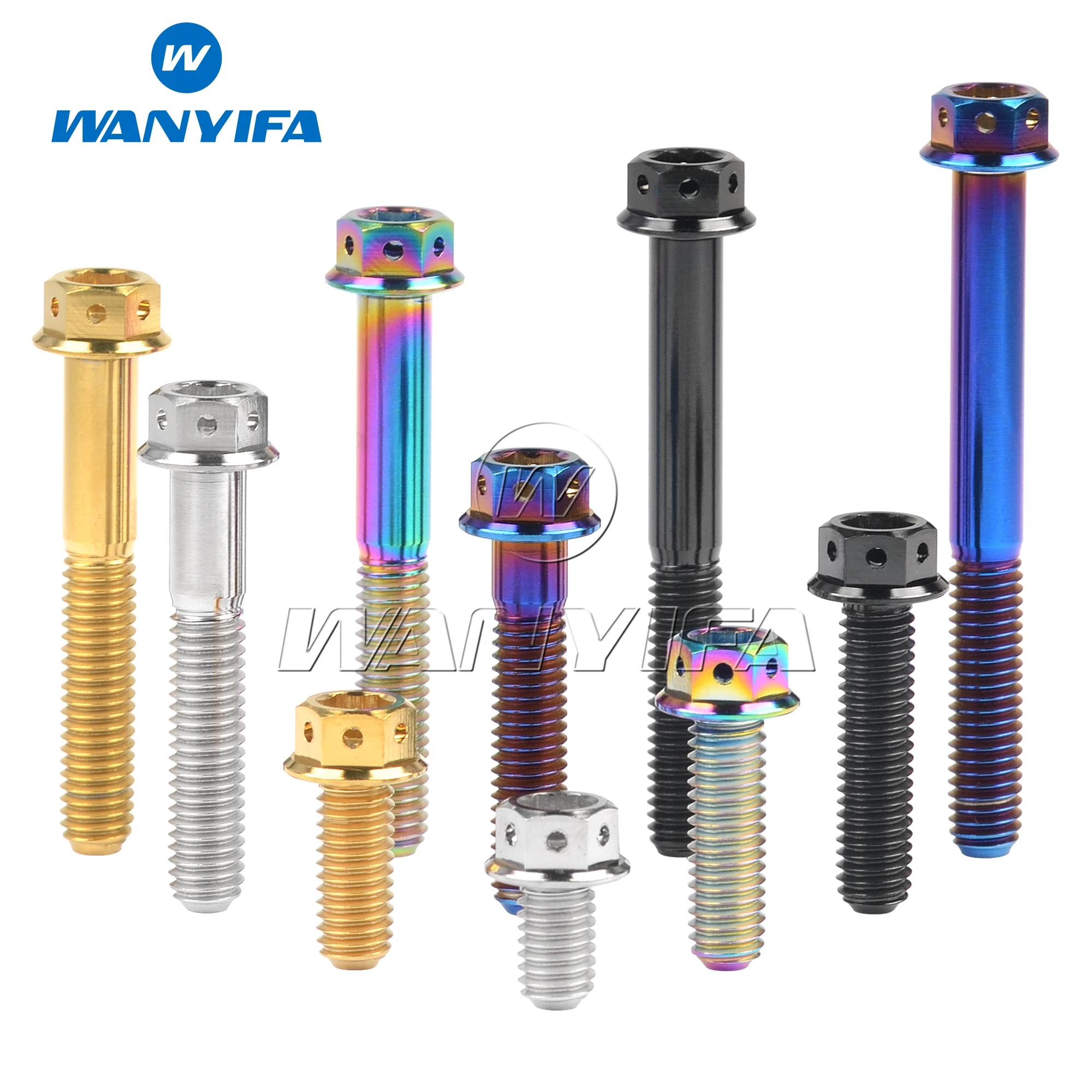 Wanyifa Titanium  Bolts Flange Hex  M6/M8 (10-75mm Length, 1.0/1.25mm Pitch) for Motorcycle Disc Brake System Upgrades Inner