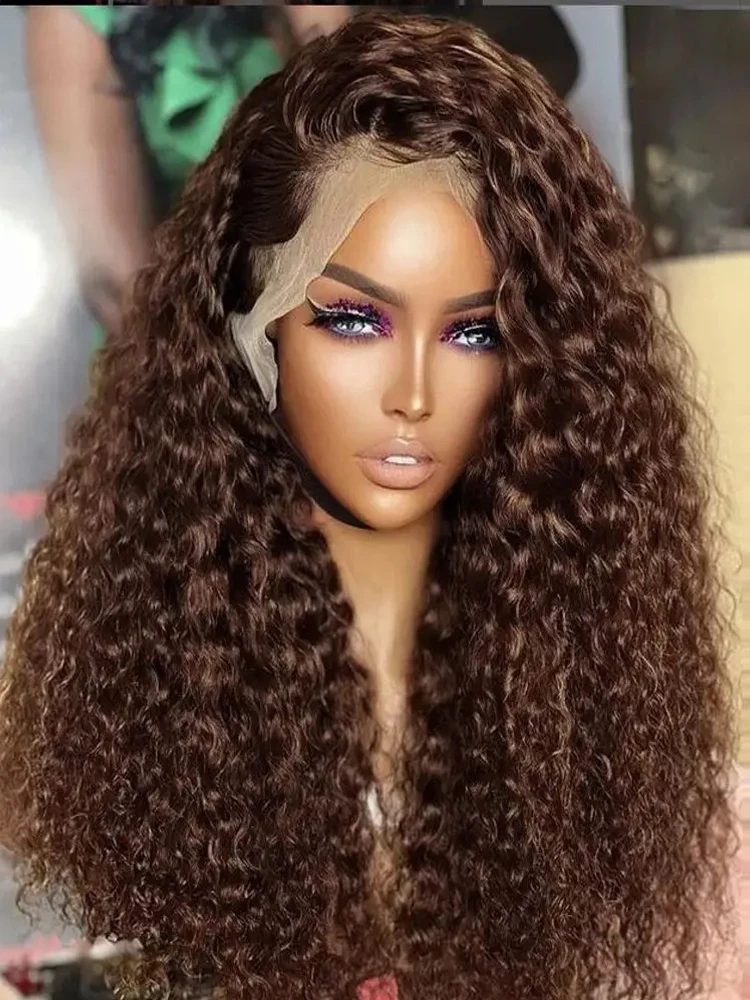 Chocolate Brown Jerry Curly Lace Front Wig 7x5 Gluleless Colored Human Hair Wigs Pre Plucked Deep Wave 13x6 HD Lace Frontal Wig