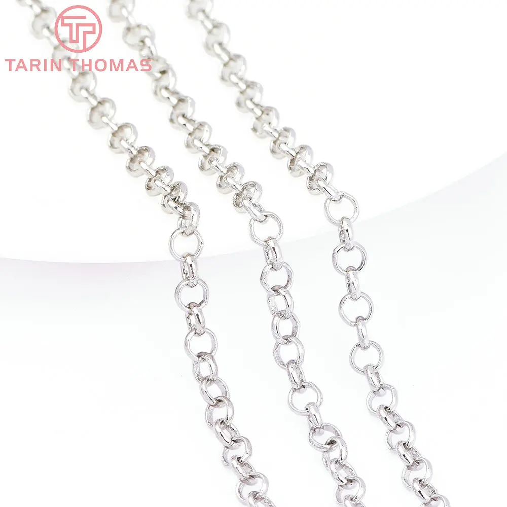 (4292)2 Meter 2MM 2.5MM 3MM 24K Champagne Gold Color Plated Brass Round Link Chains Necklace Chains Quality Jewelry Accessories