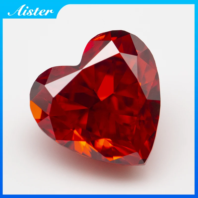 New China Red Heart Crushed Ice Cut Cubic Zirconia High Carbon Lab Diamond CZ Gemstone 4K Cut 5A+ Quality for Jewelry Making