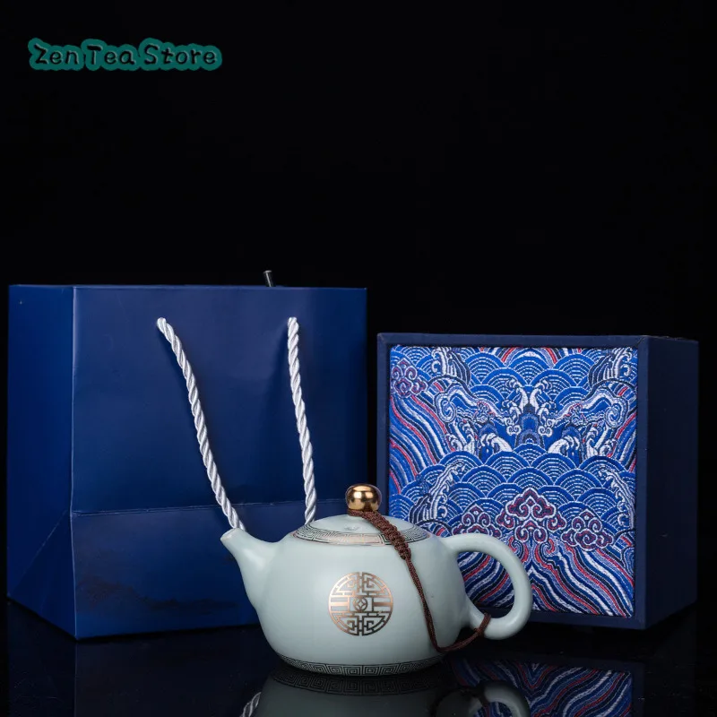 Ru Kiln Teapot Tea Maker Retro Ceramic Kung Fu Tea Set Large Single Pot Creative Ru Porcelain Open Filter Pot