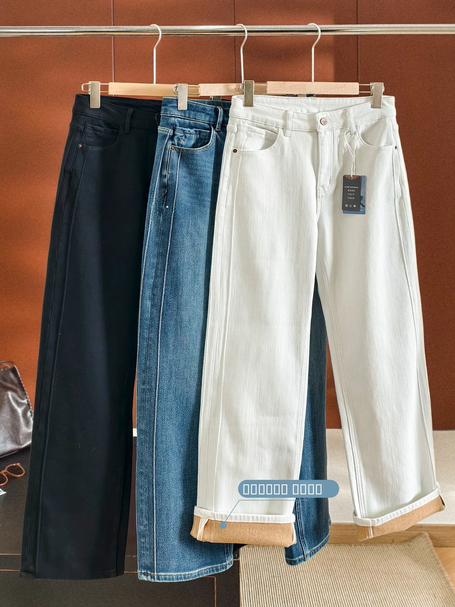 

Джинсы женские Thiened Fce, свободного кроя, повседневные, с четырехсторонним стрейчем, теплые, расклешенные, от Little Ear Production