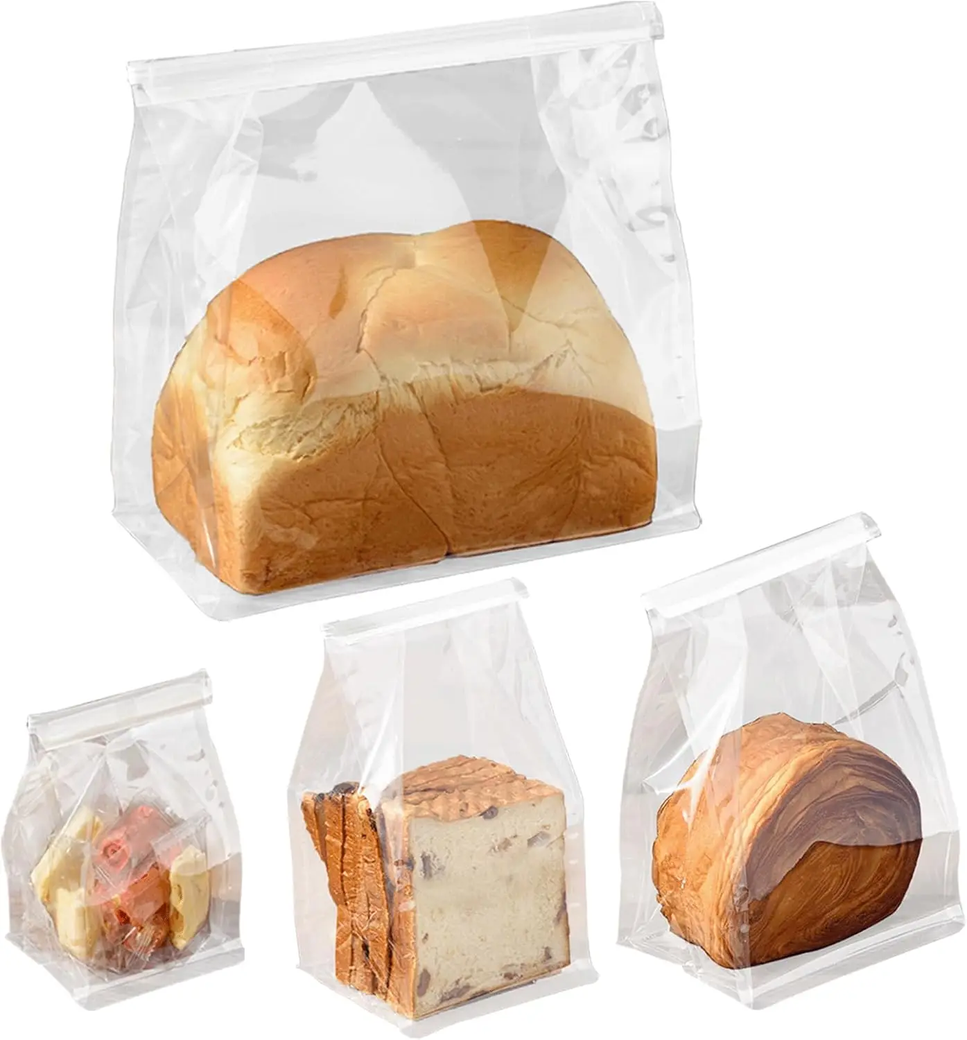 

50 Pcs 5.1" Clear Bakery Bags, Tin Tie, for Small Loaf Bread, Storage Packing