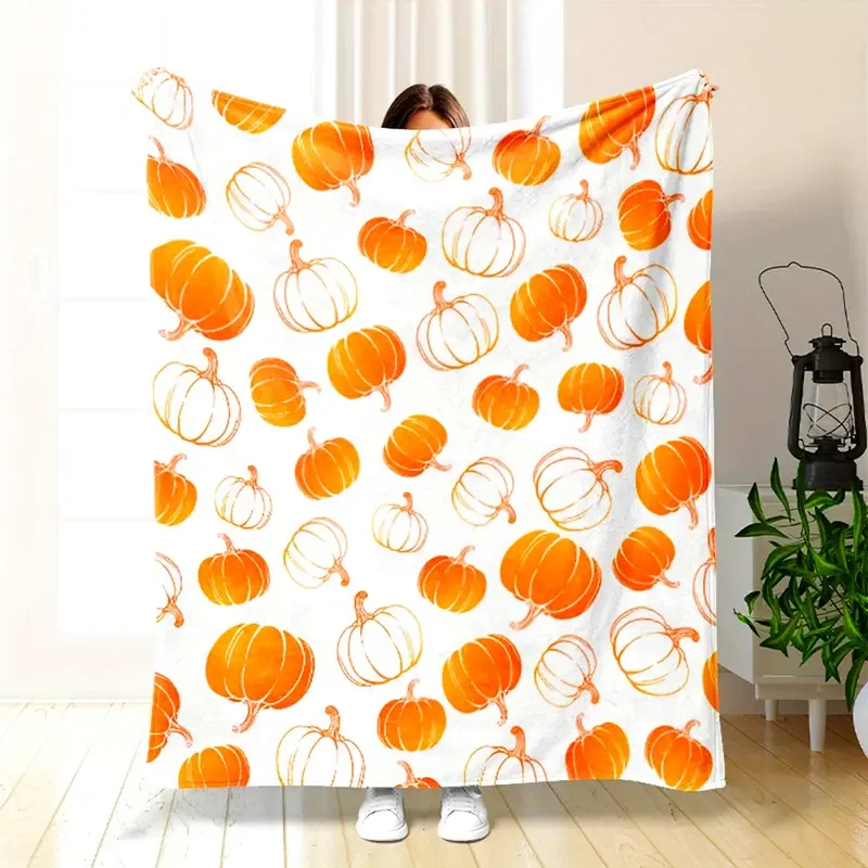 

Удобное одеяло с принтом тыквы, одеяло для сна, подходящее для дивана, кровати, автомобиля, офиса, кемпинга, путешествий на Рождество и Хэллоуин.