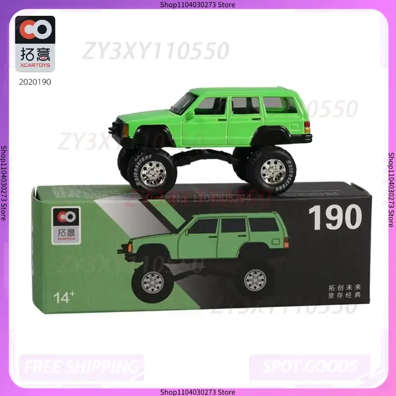 Tuoyi xcartoys liga 1/64 cherokee modelo de carro de brinquedo fora de estrada fluorescente verde 190 desktop coleção de moda ornamento brinquedo presente