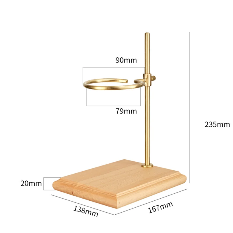 -AT52 Pour Over Coffee Maker Stand With Wood Base Adjustable Height Rack Dripper Filter Holder For Manual Brewing Wood