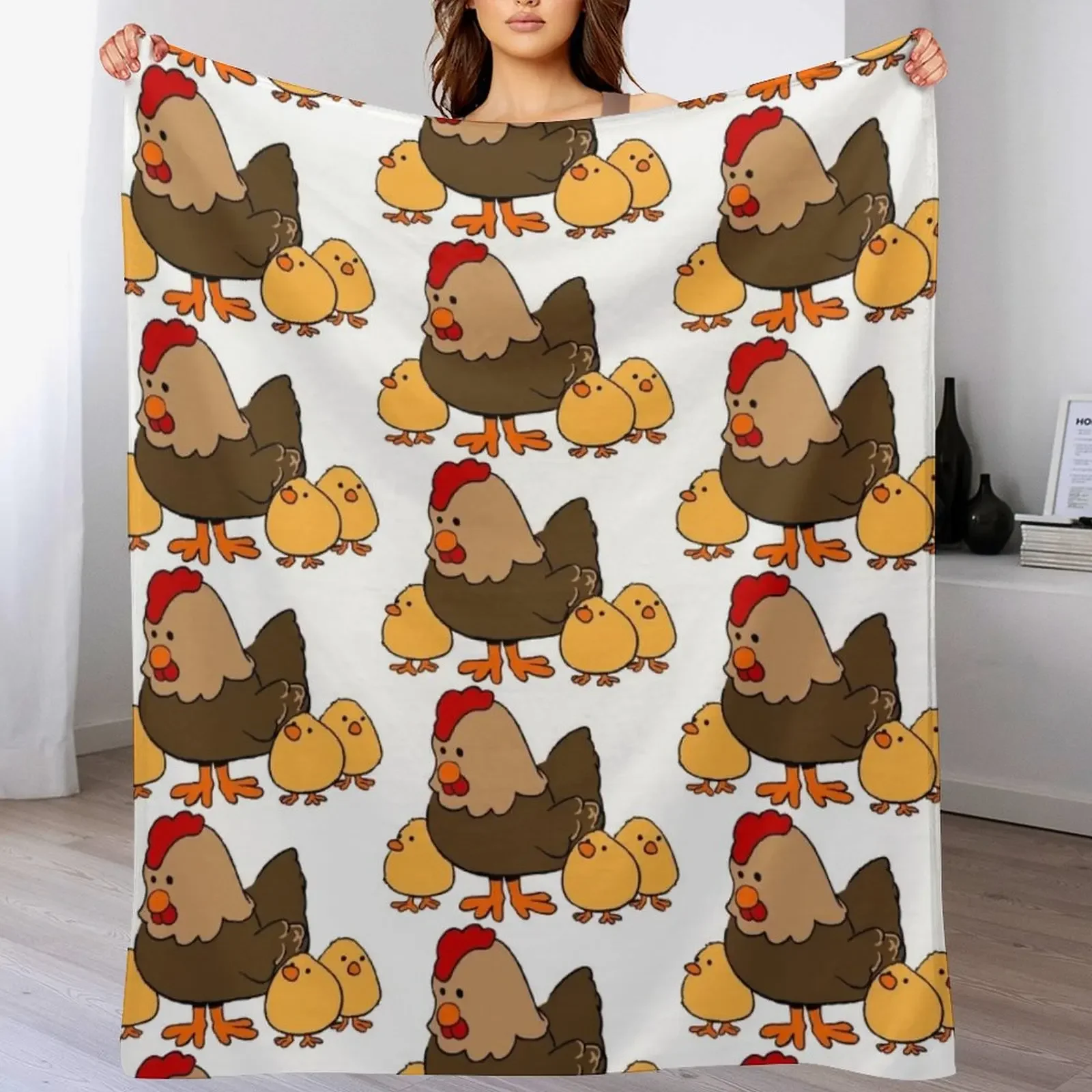 

Hen and Chickens Throw Blanket Stain Resistant Cozy Warm Blanket