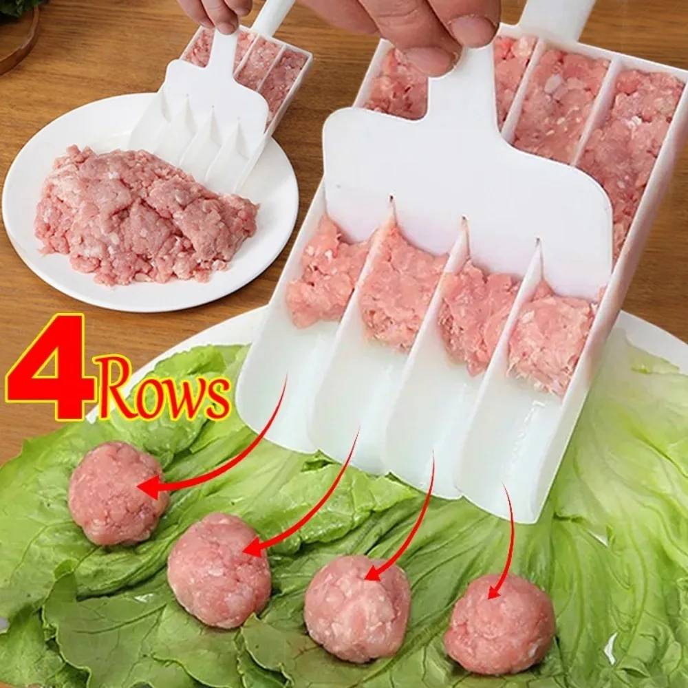 4 Rows Meatball Maker Plastic Non-Stick Meatball Maker for Fried Fish Beaf Meat Making Balls Kitchen Gadgets Cooking Accessorie