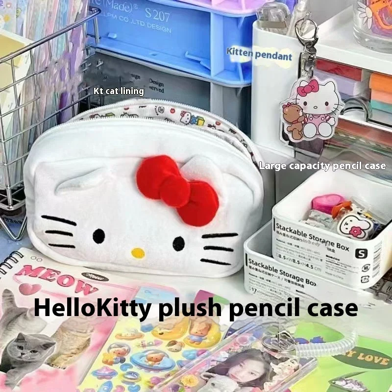 Hello Kitty Plush Bag Anime Sanrio Cinnamoroll Cosmetic Storage Bags Cartoon Kawaii Pachacco Pencil Case Girl Birthday Gifts