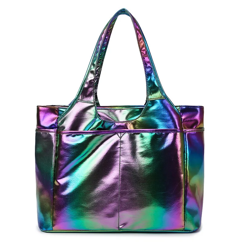 1Pc Nieuwe Mode Pearlescent Nylon Reis Draagtas Met Schoenpositie Sport Fitness Tas Grote Capaciteit Waterdichte Reistas