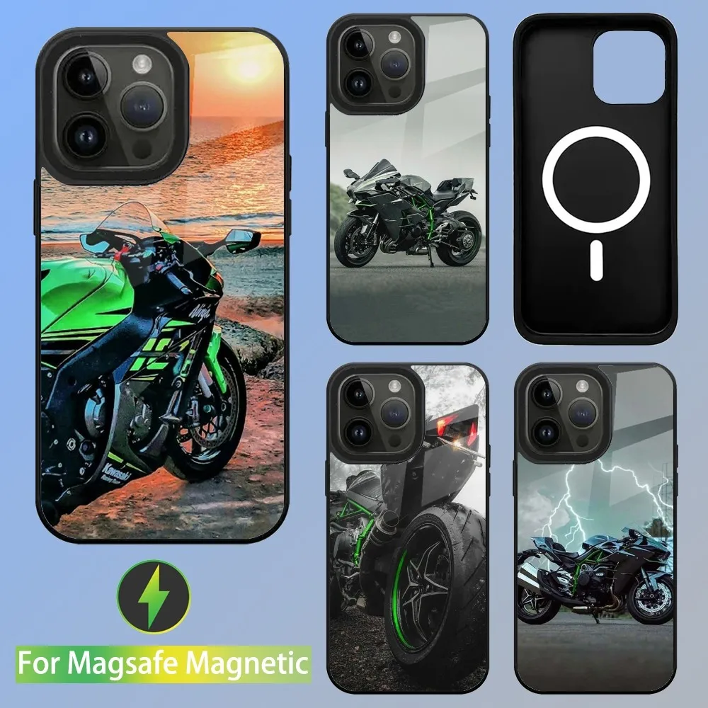 Motorcycles H-H2R Phone Case For iPhone 15,14,13,12,11,Plus,Pro,Max Mini K-Kawasaki Magsafe Magnetic Wireless Charging