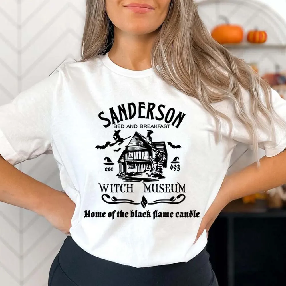 Vintage Sanderson Witch Museum Printed Cartoon O-Neck Printed Women\'s New Summer Top Clothing Plus Size Loose Women\'s T-Shirt