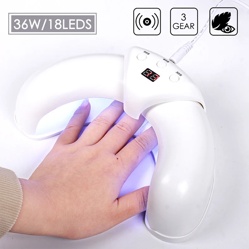 36W Foldable Nail Dryer Prevent Black Hand Smart LED Lamp UV Light For Drying Gel Nails Manicure Home Travel Use Nail Lamp Tool