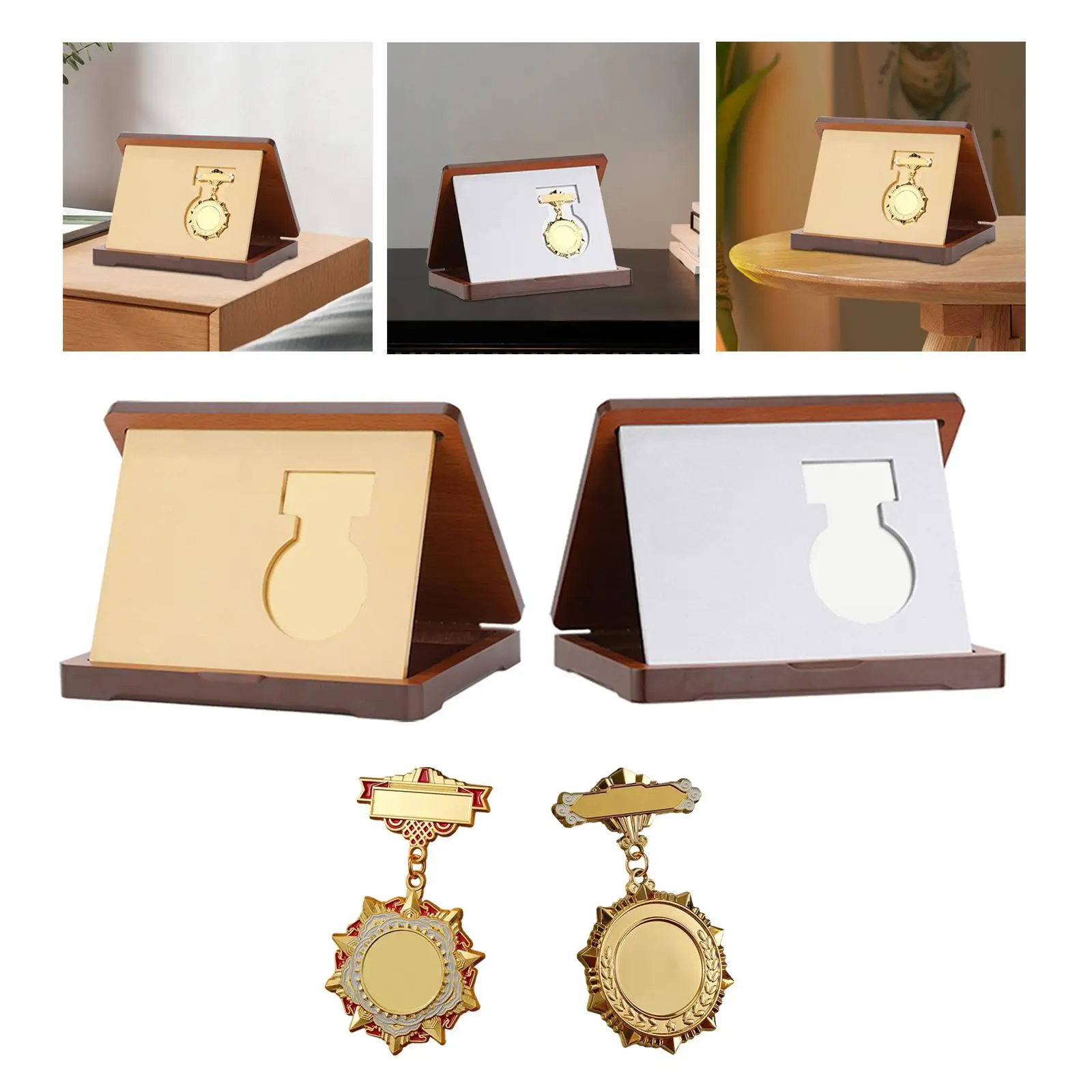 Medal Display Case Displaying Decorative Wooden Award Insignia Frame for Marathon Swimming All Sports All Athletes Football