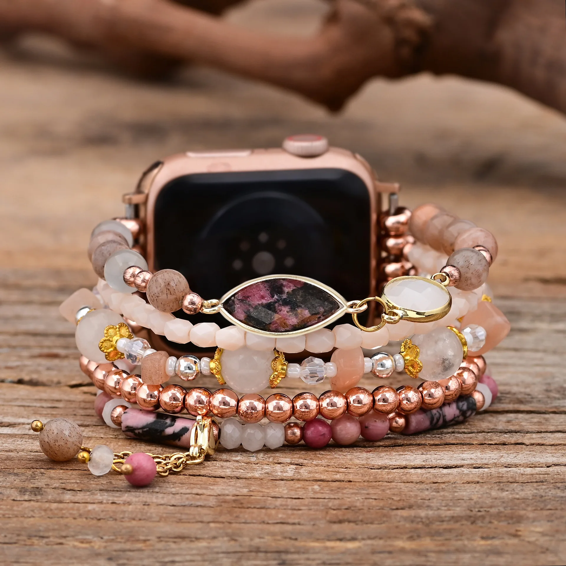 Women Jewelry Bracelet Strap For Apple Watch 8 7 Ultra Band 45mm 49mm 42mm 38mm 40mm 41mm Bohemian Natural DIY Wristband SE 6 5