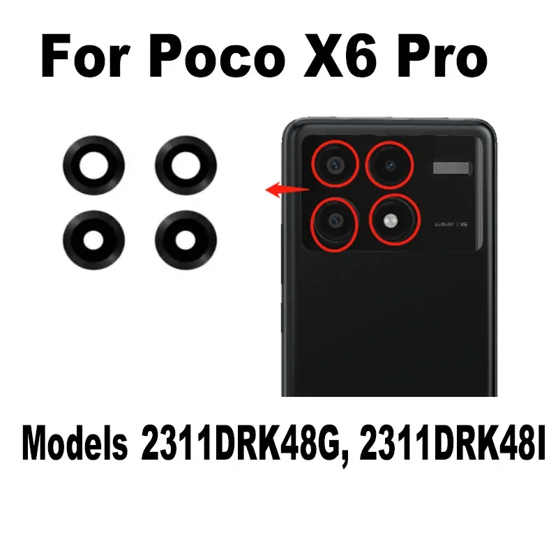 For Poco X6 Pro Back Camera Lens Glass Rear Cover With Glue Adhesive Replacement 5G