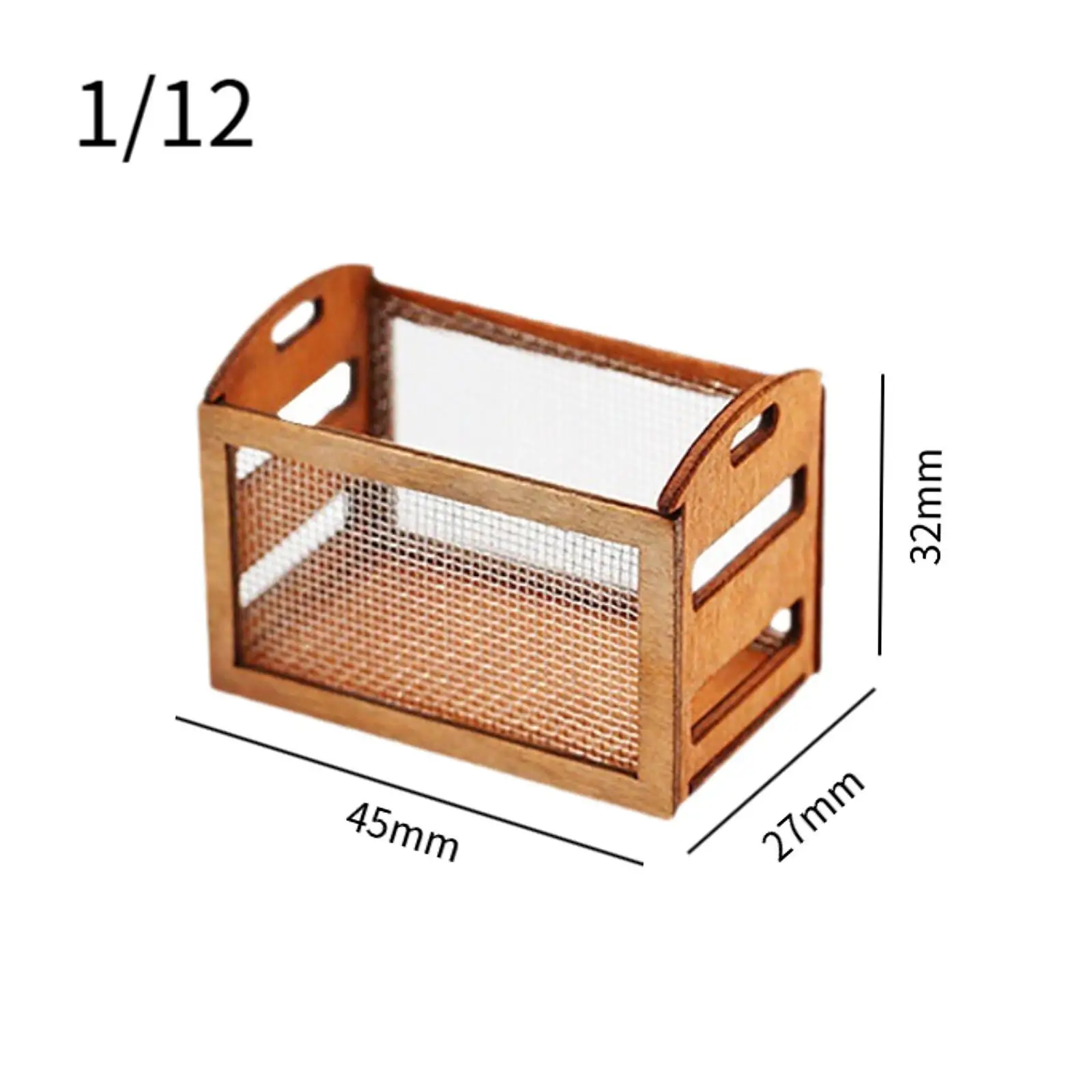 1:12 Dollhouse Mini Wooden Basket Storage Rack Pretend Play Props Gift Wooden Furniture Furniture Accessories for Living Room