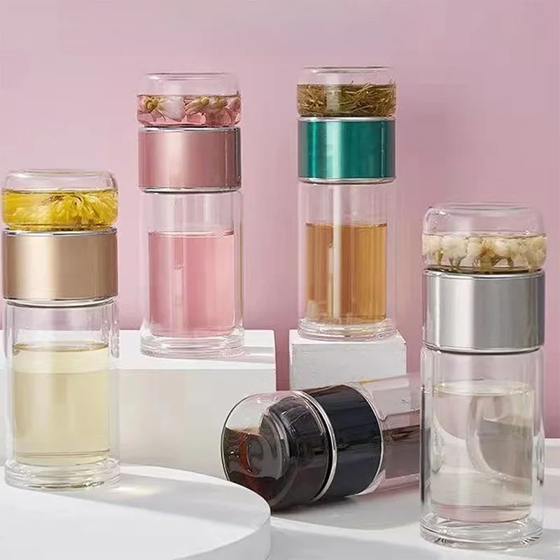420 ml doppelschichtige Glastasse, leicht zu reinigende Glas-Teetasse, Tee-Ei, Tee-Ei, Wasserbecher, Büro, Outdoor, Reisen, Weihnachtsgeschenk