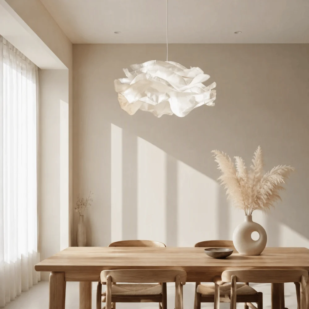 White Paper Lamp Shade Modern Design Flower Shape Cloud Lamp Shade Art DIY Handcrafted Style Pendant Light Cover Home Use