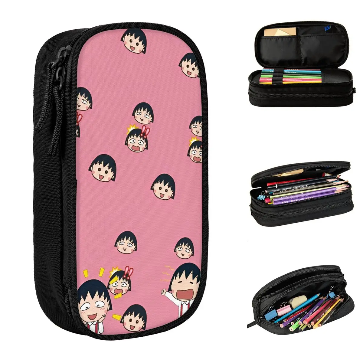 Japanese Cartoon Chibi Maruko-Chans Pencil Cases Pen Holder Bag Girl Boy Large Storage Students School Gift Pencil Pouch