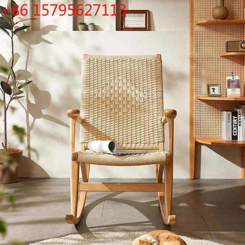 Rattan Craftsman Rattan Rocking Chair Japanese Home Leisure Outdoor Balcony Rattan Chair Simple and Modern