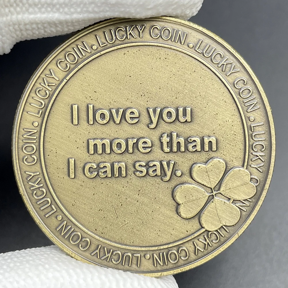 I Love You Lucky Coin Love You More Than I Can Say Bronze Coins Collectibles Heart-shaped Commemorative Medal in Capsule