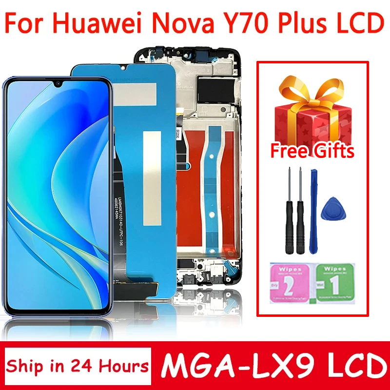 Nueva prueba 6,75 ''para Huawei Nova Y70 pantalla LCD montaje de pantalla táctil con marco para Huawei Nova Y70 Plus MGA-LX9 pantalla LCD