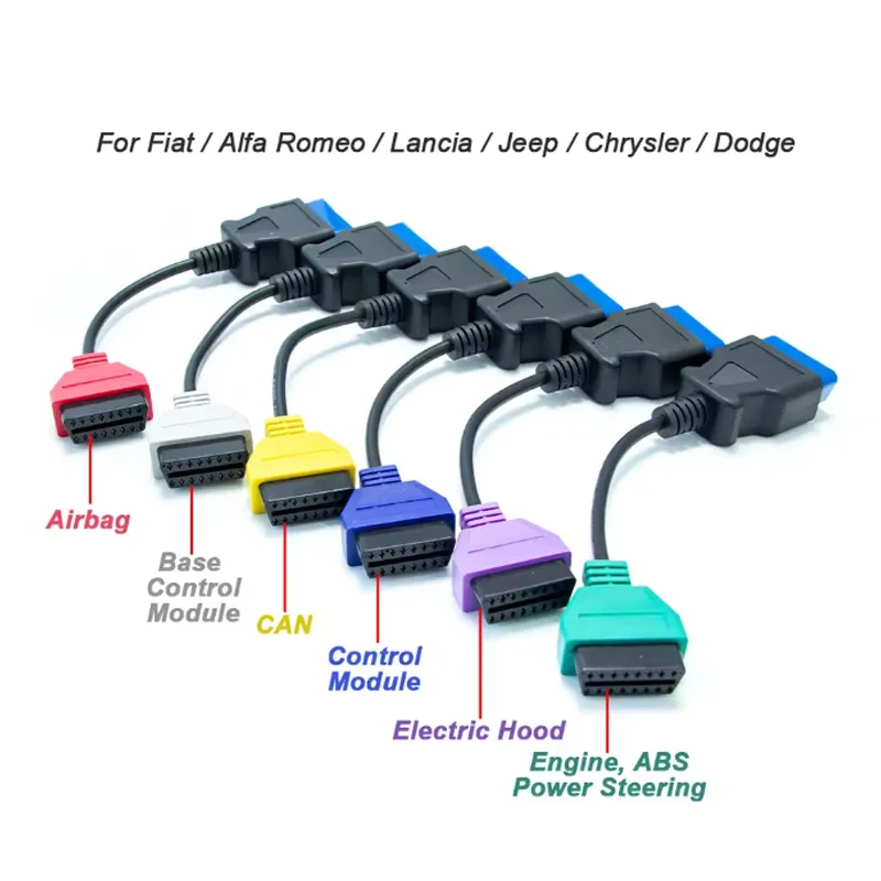6 Colorful Auto OBD2 Scanner Connector Diagnostic Extension Cable Adapter for Fiat Multi ECU Scan for Fiat Alfa Romeo for Lancia