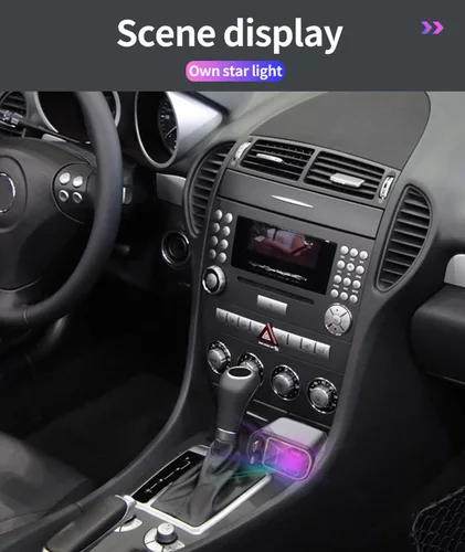 Imagen 2 del producto Cargador de 120w, cargador de coche de carga súper rápida, retráctil 4 en 1, luz de ambiente de techo de cielo estrellado, cargador de coche Universal