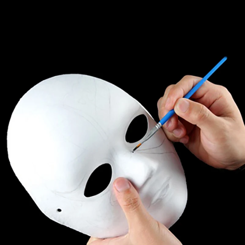 Vollgesichtsmasken aus Papier, weiß, für Halloween, Cosplay, Katze, zum Selberbemalen, für Paare, halbes Tier, Pappmaché, Party – Detail 3