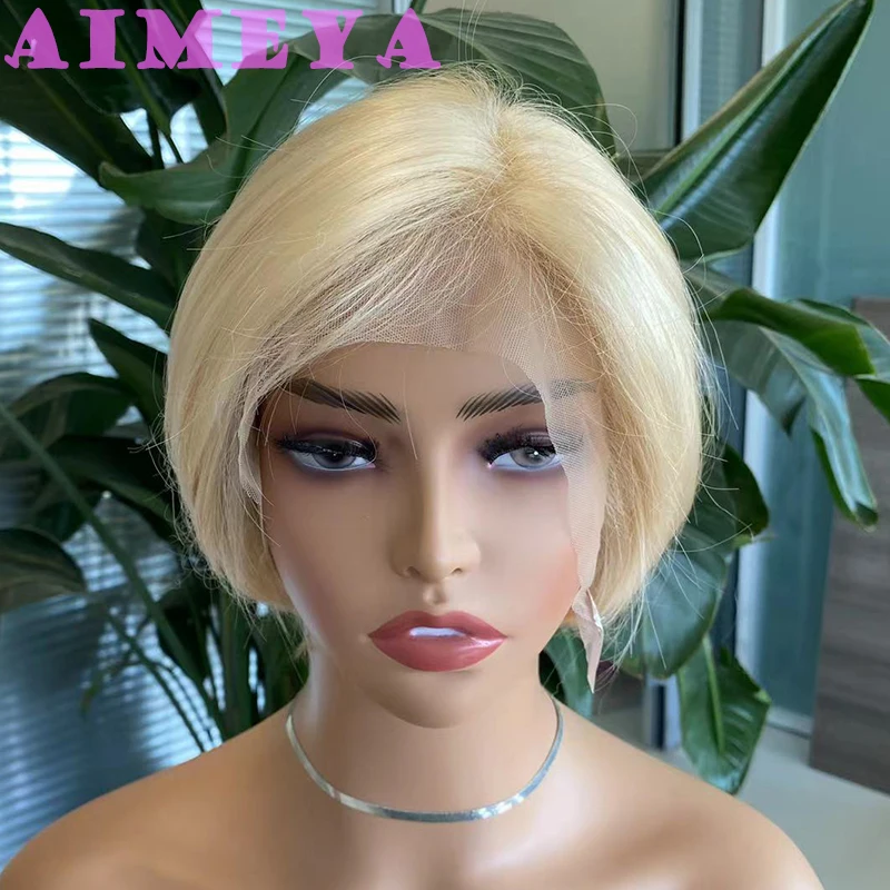 AIMEYA Blonde Short Wigs for Women Girls Natural Looking  Lace Front Wig Heat Resistant Synthetic Hair Wig Daily Use