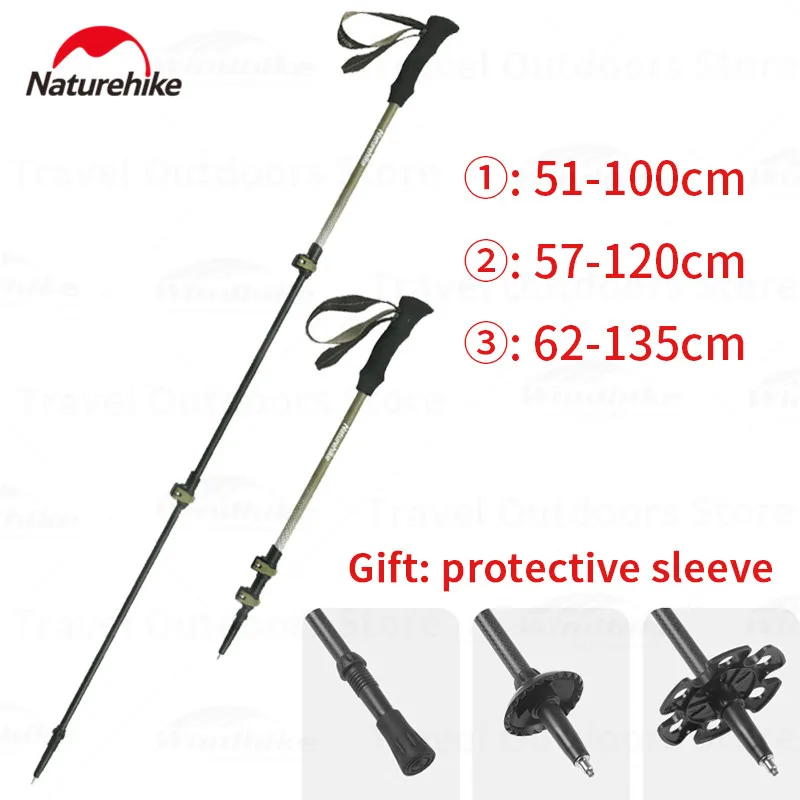 

Naturehike Ultralight Walking Stick Carbon Trekking Pole Folding 3-Section Telescopic Rod Length Adjustable Climbing Equipment