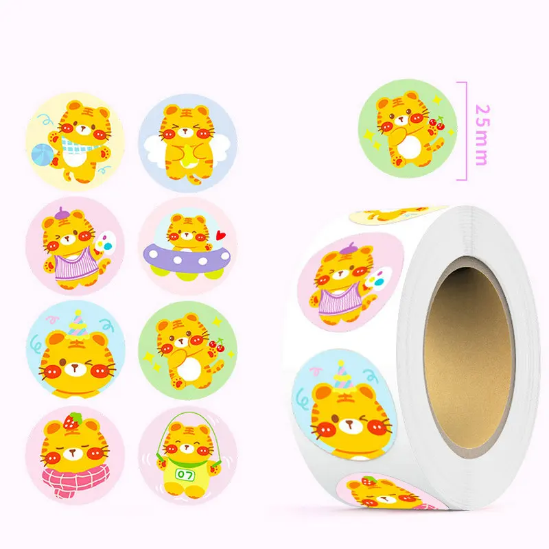 Wholesale Cartoon Cute Animal sIncentive stickers for primary school children Reward self-adhesive tape Stationery label stick