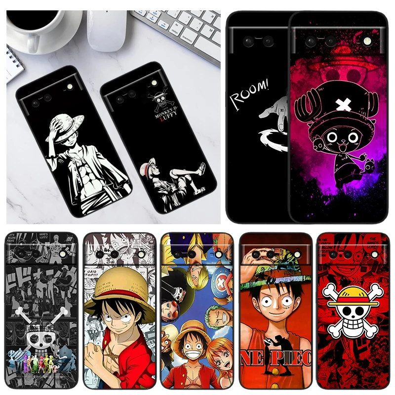 Anime Japanese One Piece Phone Case For Google Pixel 8 7 6 Pro 6A 5A 5 4 4A XL 5G Black Shell Soft Cover Fundas Coque Capa