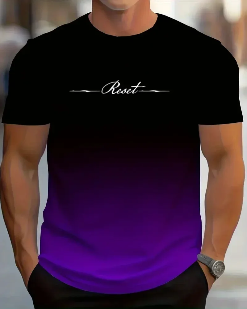 Neue 2025, Männer Kurzarm Brief Gradienten Druck Mode Kreative Sommer Outdoor Sport T-Shirt Atmungsaktive Und Bequeme T-shirts