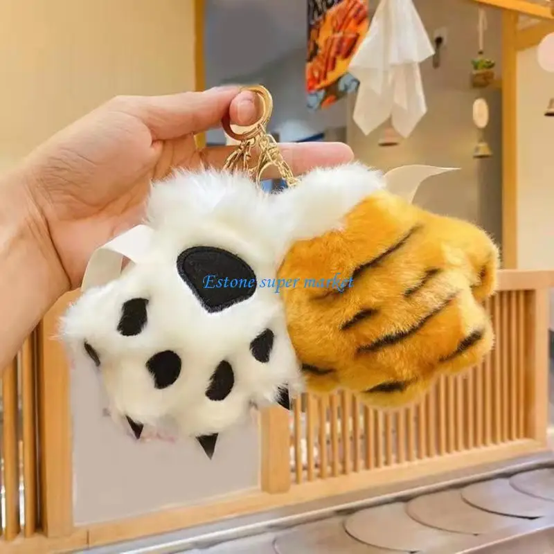 090B لطيف باو مفتاح الأسطح الفخمة مفاتيح حشو كيس كيس كيس قلادة النمر باو سلسلة مفاتيح #2