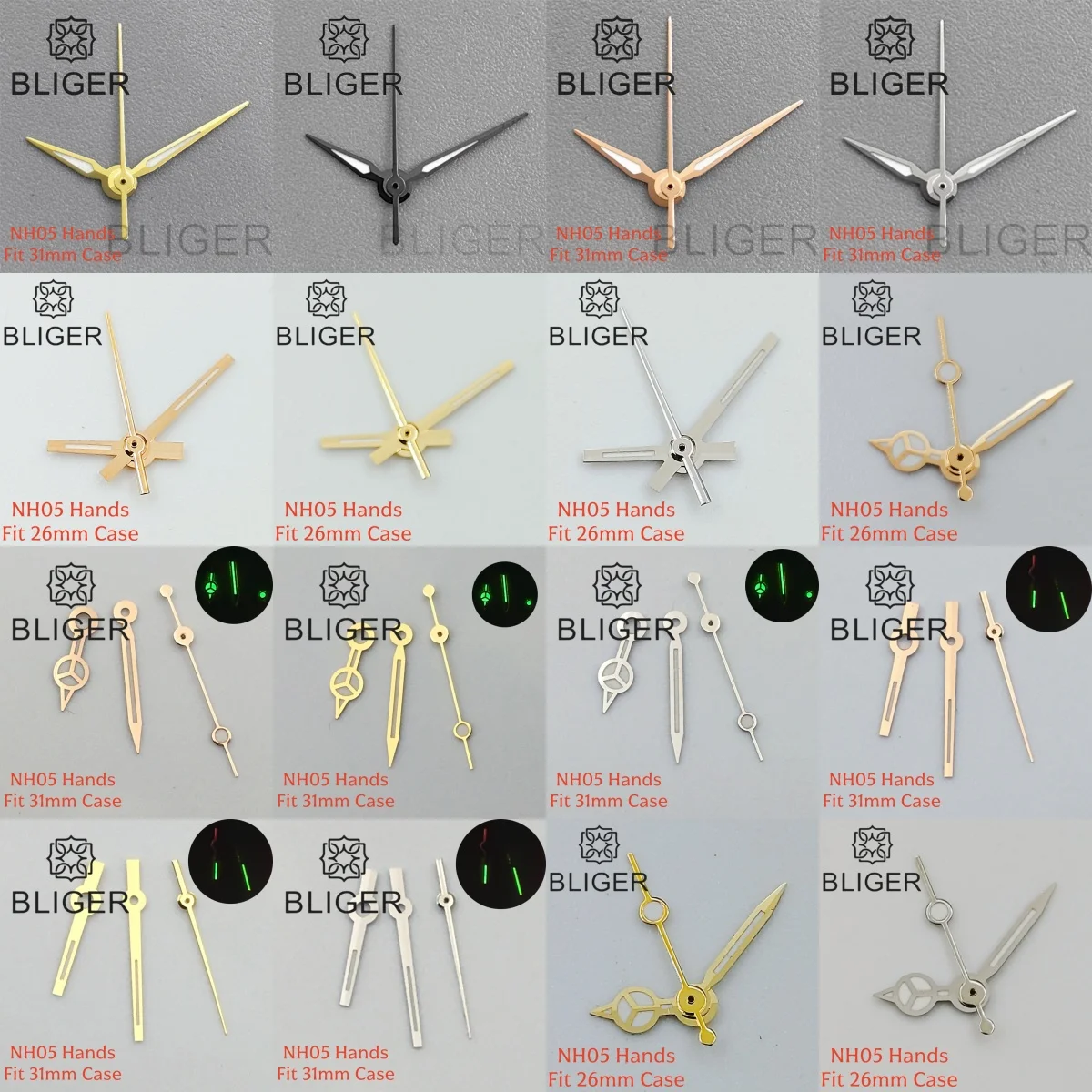 BLIGER Silber Roségold NH05 Uhrzeiger Passend für 26mm/28mm/31mm NH05 Damenuhrengehäuse Geeignet für NH05 Uhrwerk Damenuhr-Ersatzteil