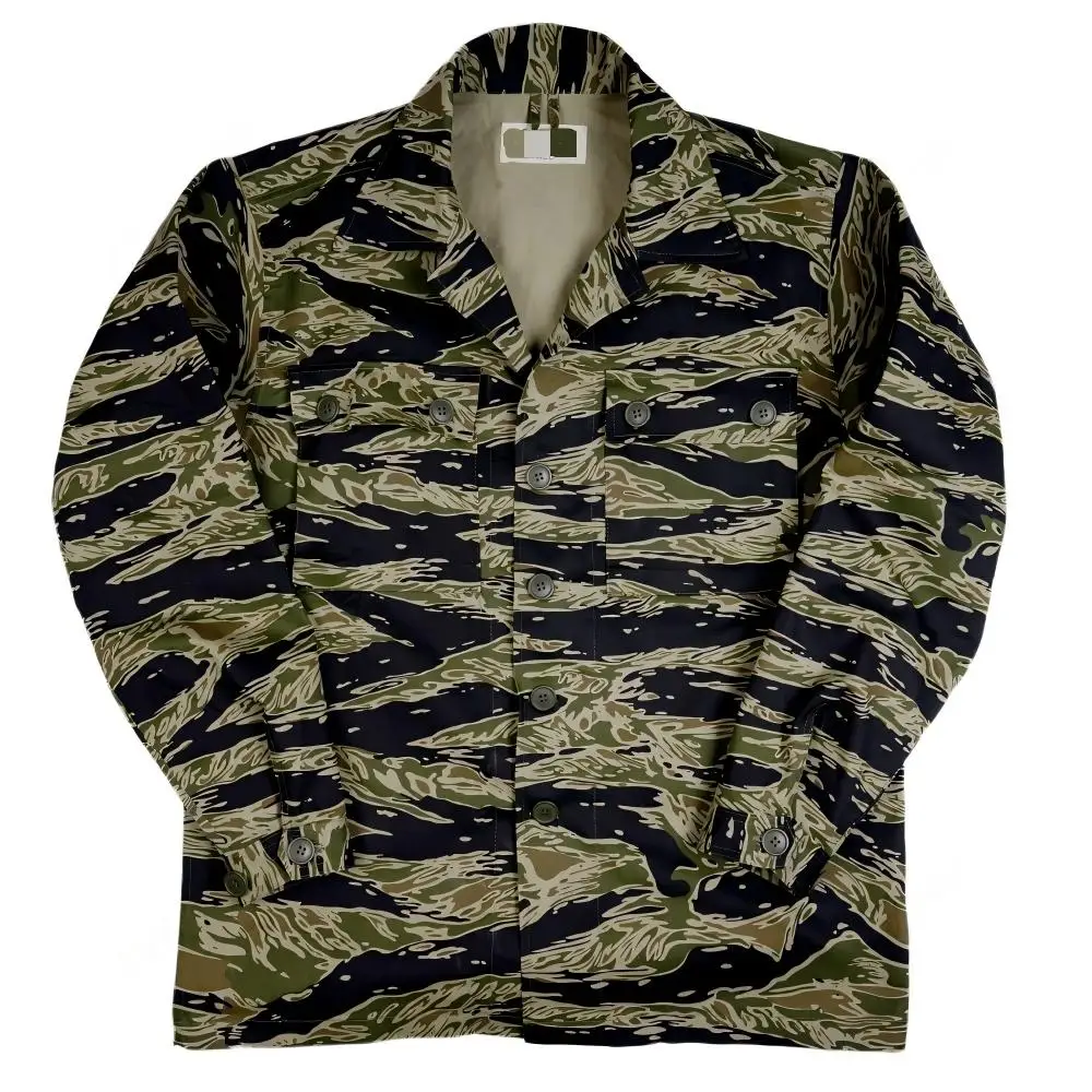 Vietnamese style retro tiger pattern tiger patch top replica military style loose jacket diagonal