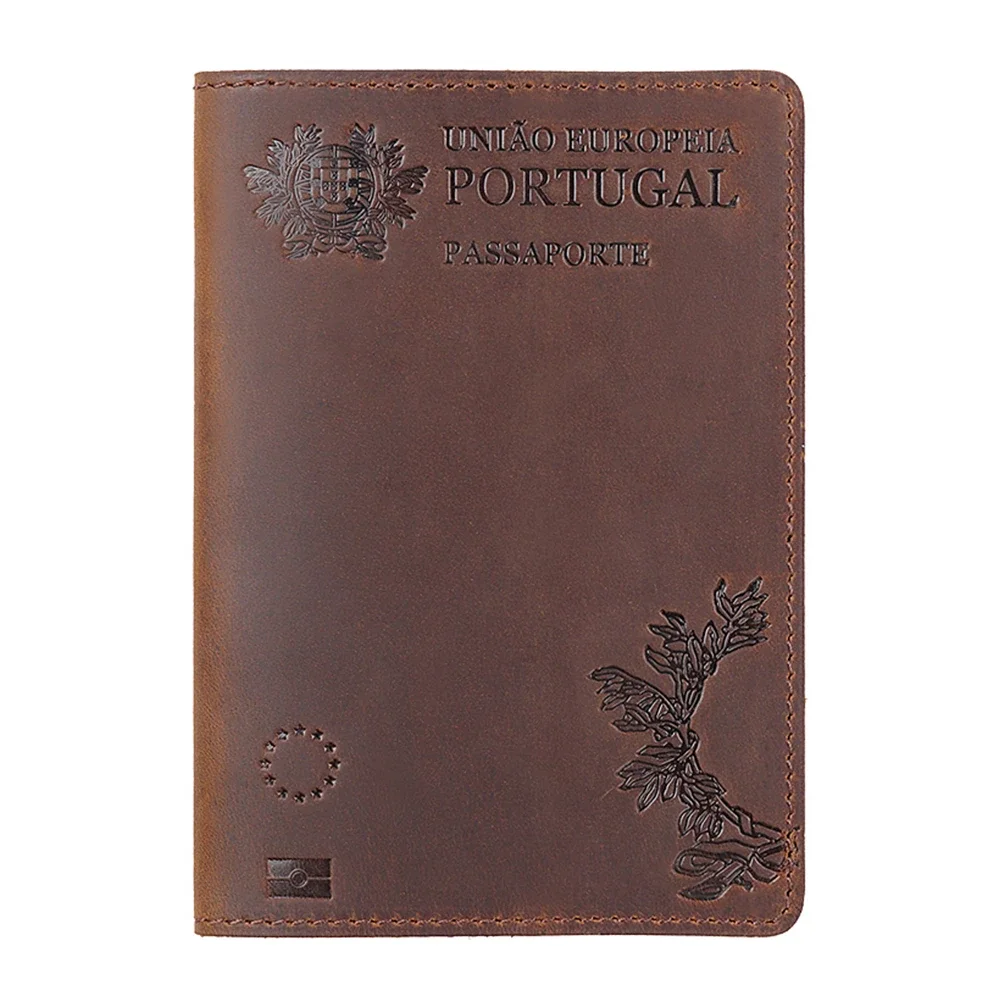 100% Genuine Leather Portugal Passport Cover For Portuguese Credit Card Holder Passport Case Unisex Travel Wallet