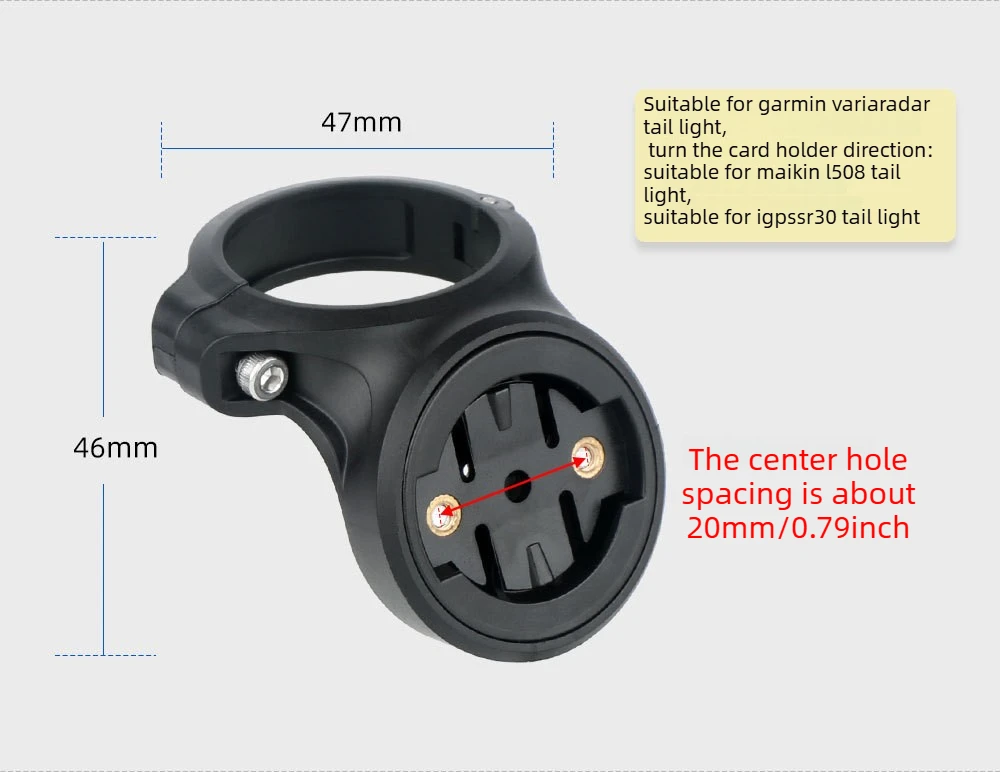 Geeignet für Garmin Varia Radar, Bryton Rücklichthalterung, kleine Sattelstützenhalterung und Lampenhalter. – Detail 4