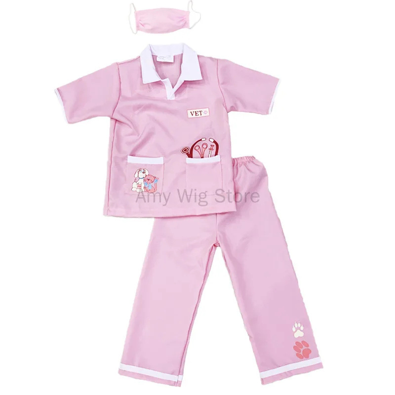 Kids Animal Doctor Nurse Role Play Costume Purim Girl Boy Halloween Carnival Party Veterinarian Pretend Play Dress Up Set